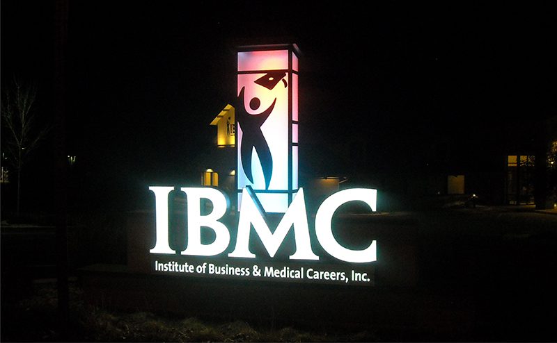 Institute of Business and Medical Careers signage night shot